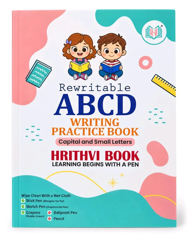 Hrithvi Rewritable ABCD Writing Practice Book(Capital & Small Letter)