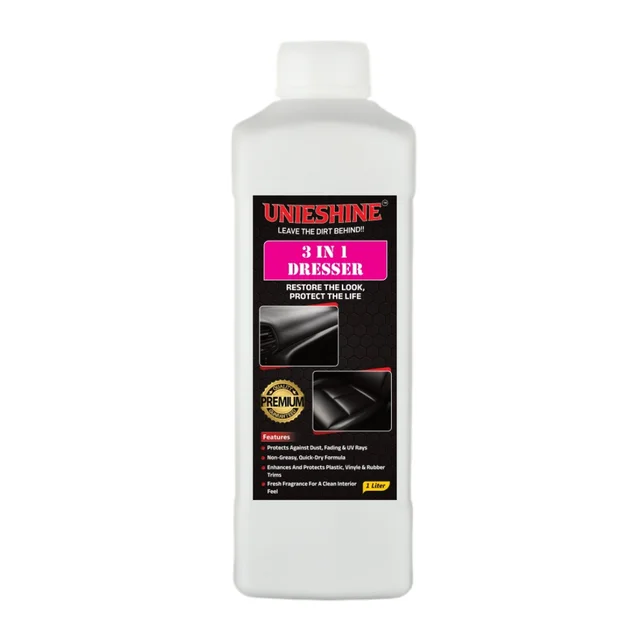 UNIESHINE 1L 3 in 1 Dresser – Cream Based Interior Polish, Shine & Protection for Tyres, Plastic & Rubber
