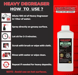 UNIESHINE 1L Concentrated Heavy Degreaser – Powerful Engine Bay & Alloy Wheel Cleaner for Oil, Grease & Dirt Removal