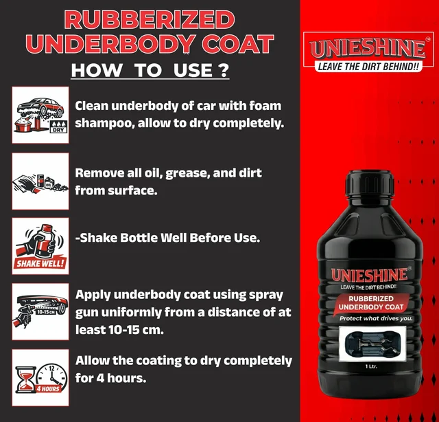UNIESHINE Rubberized Underbody Coating 1 LTR – Heavy-Duty Anti-Rust, Waterproof & Corrosion Protection for Cars & Vehicles