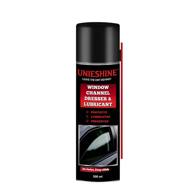 UNIESHINE Window Channel Dresser & Lubricant Spray 500ML – Rubber Beading Restorer for Car Doors, Sunroofs & Weather Strips | Reduces Noise, Friction & Sticking