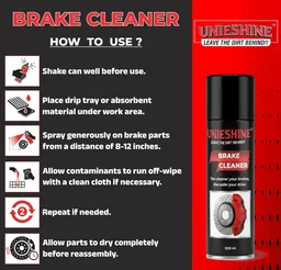 UNIESHINE Brake Cleaner Spray 500ML – Fast-Drying Disc & Brake Parts Cleaner for Car and Bike | Residue-Free Degreaser, Anti-Rust Support & Noise Reduction