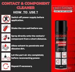 UNIESHINE Contact & Component Cleaner Spray 500ML – Fast-Drying Electrical Contact Cleaner for PCB, Electronics & Automotive Connectors | Non-Conductive Residue-Free Cleaner