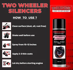 UNIESHINE Silencer Coating Spray 400ml Black High Temperature Exhaust Paint for Bike Motorcycle Anti Rust Heat Resistant Gloss Finish