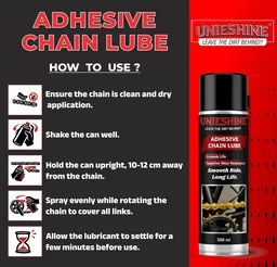 UNIESHINE Adhesive Chain Lube Spray 500ml High Performance Bike Motorcycle Chain Lubricant Anti Rust Anti Wear All Weather Long Lasting Protection