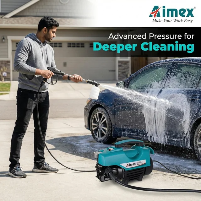 AIMEX Aimex D3 1800W High Pressure Washer 120 Bar, 10L/Min Flow, 8m Hose Pipe, Portable Car Washer Machine, Power Washer for Car, Bike & Home Cleaning