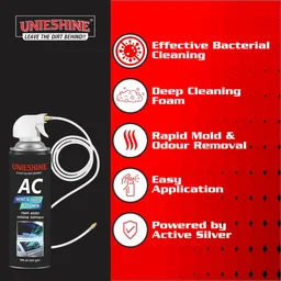 UNIESHINE AC Vent & Duct Cleaner 500ML | Car & Home Air Conditioner Cleaning Foam Spray | Antibacterial Odor Neutralizer | Removes Dust, Bacteria & Musty Smell
