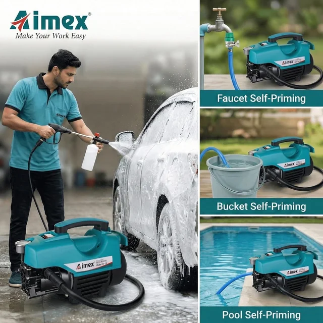 AIMEX Aimex D3 1800W High Pressure Washer 120 Bar, 10L/Min Flow, 8m Hose Pipe, Portable Car Washer Machine, Power Washer for Car, Bike & Home Cleaning