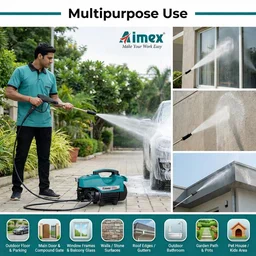 AIMEX Aimex D3 1800W High Pressure Washer 120 Bar, 10L/Min Flow, 8m Hose Pipe, Portable Car Washer Machine, Power Washer for Car, Bike & Home Cleaning