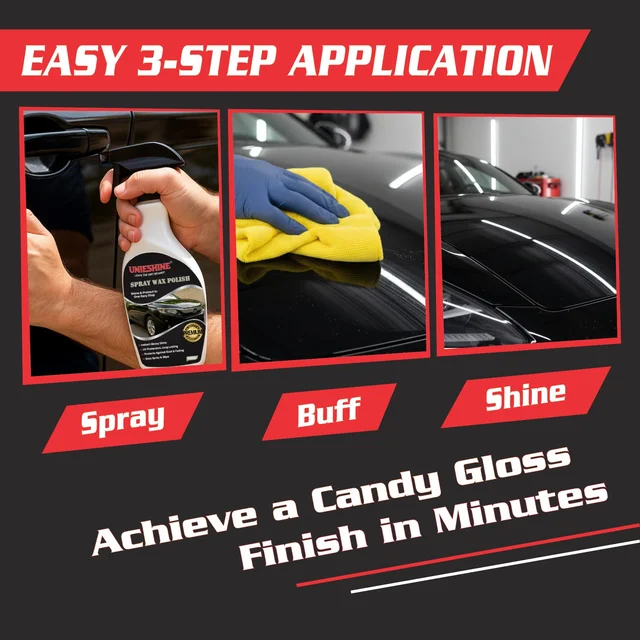 UNIESHINE 200ML Spray Wax Polish Kit for Car & Bike – Instant Shine, Paint Protection & Easy Application