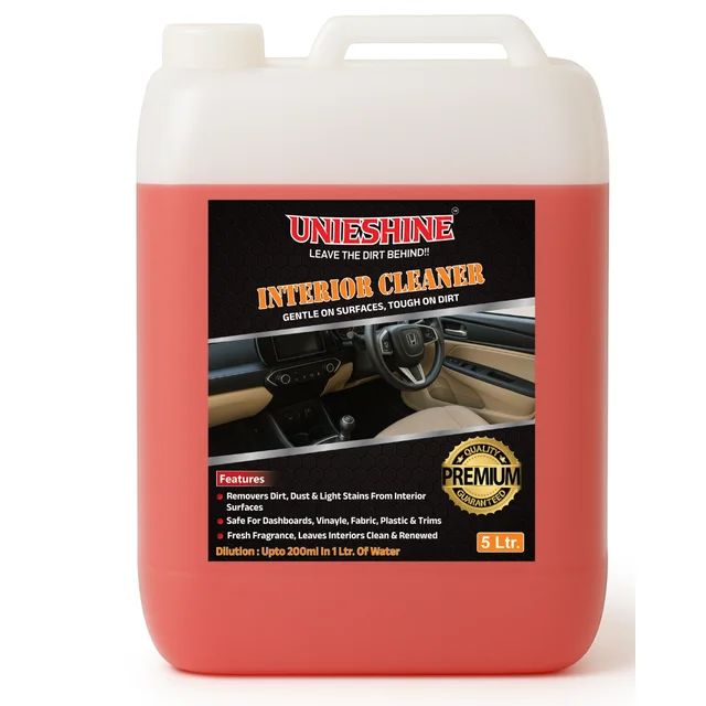 UNIESHINE Concentrated Car Interior Cleaner 5L | Makes Up to 37.5L Solution | 5X–7.5X Dilution Formula | Carpet, Upholstery, Plastic, Vinyl & Leather Cleaner | Multi-Surface Interior Detailing Solution