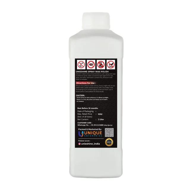 UNIESHINE 1L Liquid Wax Spray | Car & Bike Shine Polish