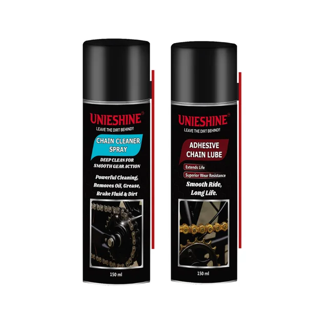 UNIESHINE Chain Lube & Cleaner Kit 150ML Each | Fast-Dry Anti-Rust Chain Care Spray | Long-Lasting Lubrication for Motorcycles, Bicycles, Cars & Industrial Equipment