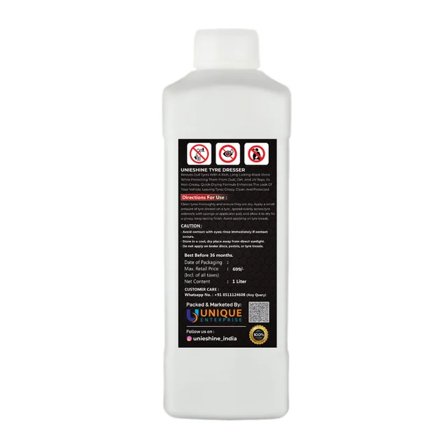 UNIESHINE 1L Tyre Dresser – Cream Based Tyre Polish for Deep Black Shine & Long Lasting Tyre Protection