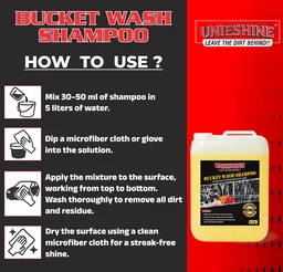UNIESHINE Bucket Wash Car Shampoo 5 Litre | High Foaming, pH Balanced Concentrated Formula | 50ml in 5L Water | Scratch-Free Car Cleaning | Safe for All Car Surfaces