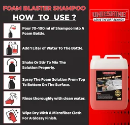 UNIESHINE Foam Wash Car Shampoo Concentrate 5L | pH Neutral Snow Foam | Extreme Suds Car Wash Soap | Safe for All Paints | Powerful Dust & Grime Removal | Professional Car Detailing Shampoo