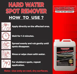 UNIESHINE Hard Water Spot Remover 5L | Limescale & Mineral Stain Remover | Descaler for Car Glass, Chrome, Tiles & Mirrors | Bathroom & Kitchen Tap Cleaner | Restores Shine & Clarity