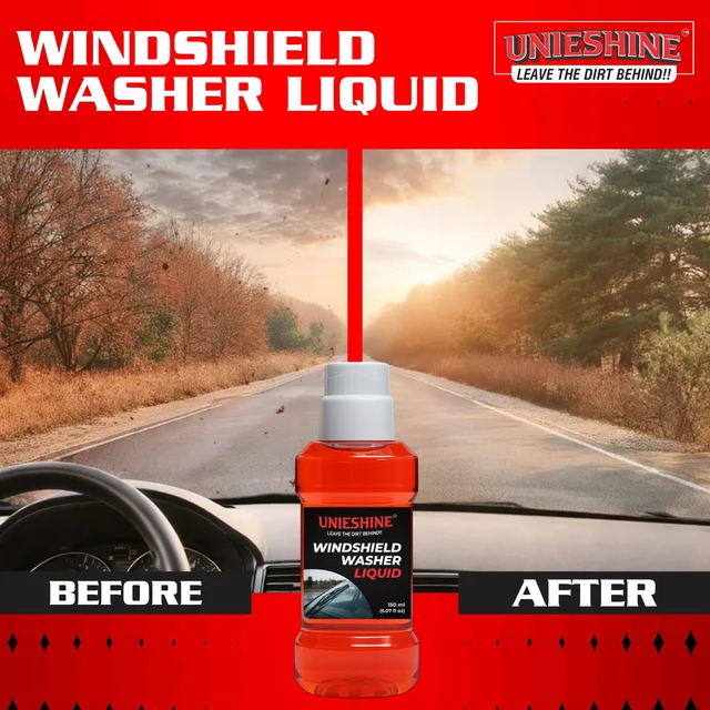 UNIESHINE Car Windshield Washer Concentrate 150ML | Windshield Wash Fluid & Glass Cleaner | 15ML per Tank Formula | Streak-Free Wiper Liquid for Crystal Clear Visibility
