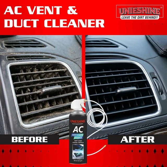 UNIESHINE AC Vent & Duct Cleaner 500ML | Car & Home Air Conditioner Cleaning Foam Spray | Antibacterial Odor Neutralizer | Removes Dust, Bacteria & Musty Smell
