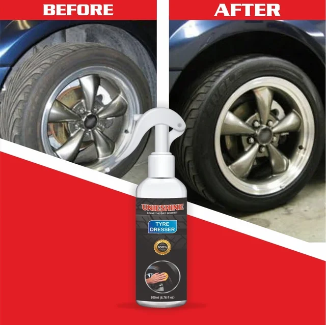 UNIESHINE 200ML Tyre Dresser Polish with Applicator Sponge – Long-Lasting Tire Shine & Protection