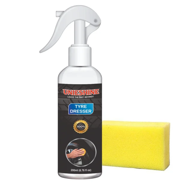 UNIESHINE 200ML Tyre Dresser Polish with Applicator Sponge – Long-Lasting Tire Shine & Protection