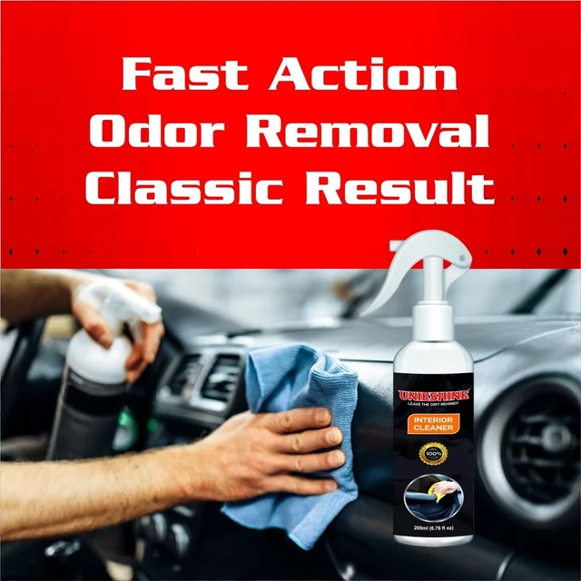 UNIESHINE 200ML Interior Cleaner for Car with Microfiber Cloth – Dashboard, Seats & Trim Cleaning Solution