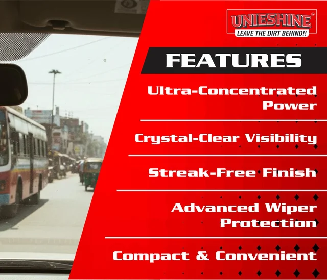 UNIESHINE Car Windshield Washer Concentrate 150ML | Windshield Wash Fluid & Glass Cleaner | 15ML per Tank Formula | Streak-Free Wiper Liquid for Crystal Clear Visibility