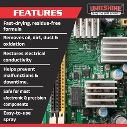 UNIESHINE Contact & Component Cleaner Spray 500ML – Fast-Drying Electrical Contact Cleaner for PCB, Electronics & Automotive Connectors | Non-Conductive Residue-Free Cleaner