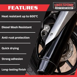 UNIESHINE Silencer Coating Spray 400ml Black High Temperature Exhaust Paint for Bike Motorcycle Anti Rust Heat Resistant Gloss Finish