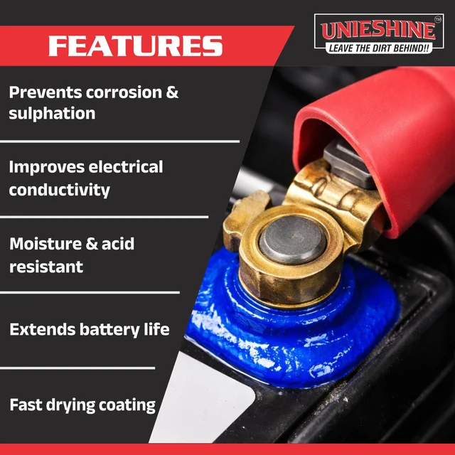 UNIESHINE Battery Terminal Coating Spray 500ml Anti Rust Corrosion Protection for Car Bike Battery Terminals Improves Conductivity Heavy Duty Protective Coating