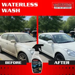 UNIESHINE Waterless Wash and Wax 500ml with Microfiber Cloth – Waterless Car Wash Spray & Instant Car Polish | Cleans, Shines and Protects with High Gloss Finish for Car & Bike