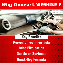 UNIESHINE 200ML Interior Cleaner for Car with Microfiber Cloth – Dashboard, Seats & Trim Cleaning Solution