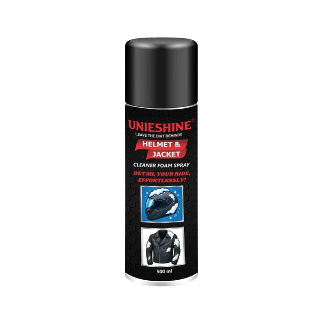 UNIESHINE Helmet & Jacket Cleaner Foam Spray 500ML – Riding Gear Cleaner for Helmets, Jackets, Gloves & Boots | Quick-Dry No-Rinse Dirt, Sweat & Odor Remover