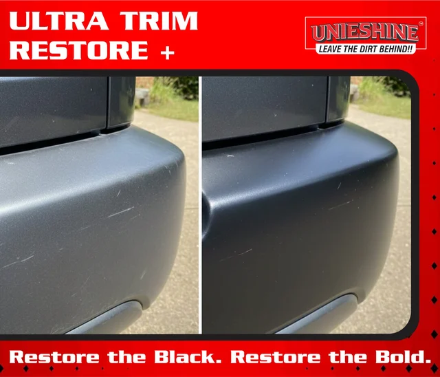 UNIESHINE Ultra Trim Restore+ 500ML – Plastic & Rubber Restorer for Car and Bike Trim | Dashboard Polish with UV Protection, Non-Greasy Long-Lasting Shine