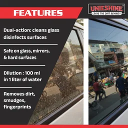 UNIESHINE Concentrated Glass & Surface Cleaner 5L | Makes 50 Litres | Streak-Free Window & Mirror Cleaning Solution | Removes Oily Soil & Finger Marks | Multi-Surface Cleaner Liquid