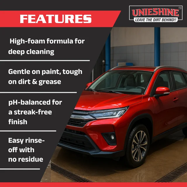UNIESHINE 1L Foam Wash Car Shampoo – High Foam Snow Foam for Foam Cannon (70ml per 1L Mix) | Streak-Free Car Cleaning