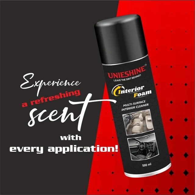 UNIESHINE Car Interior Foam Cleaner 500ml – Multi-Surface Upholstery & Leather Cleaner for Car Seats, Dashboard, Roof Lining & Sofa | Deep Cleaning Stain & Odor Remover