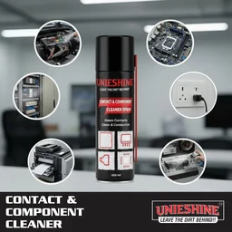 UNIESHINE Contact & Component Cleaner Spray 500ML – Fast-Drying Electrical Contact Cleaner for PCB, Electronics & Automotive Connectors | Non-Conductive Residue-Free Cleaner
