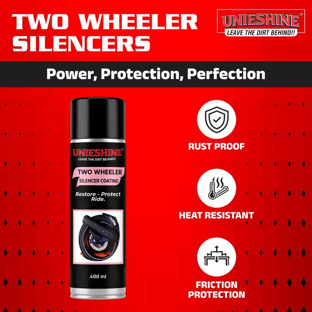 UNIESHINE Silencer Coating Spray 400ml Black High Temperature Exhaust Paint for Bike Motorcycle Anti Rust Heat Resistant Gloss Finish