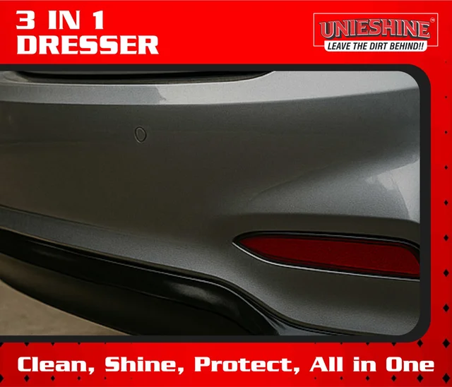UNIESHINE 1L 3 in 1 Dresser – Cream Based Interior Polish, Shine & Protection for Tyres, Plastic & Rubber