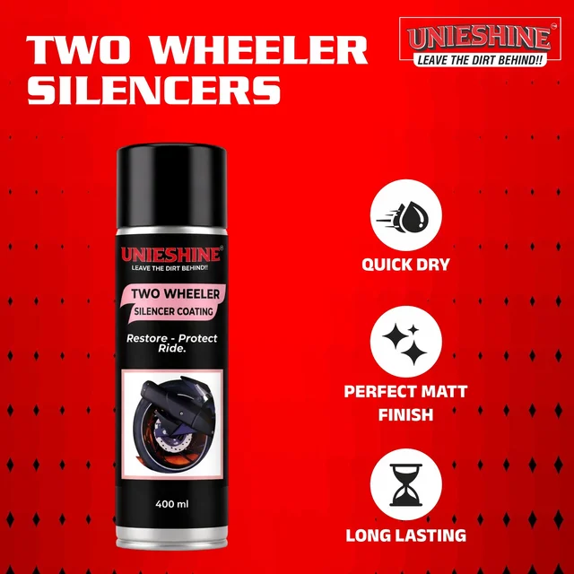 UNIESHINE Silencer Coating Spray 400ml Black High Temperature Exhaust Paint for Bike Motorcycle Anti Rust Heat Resistant Gloss Finish