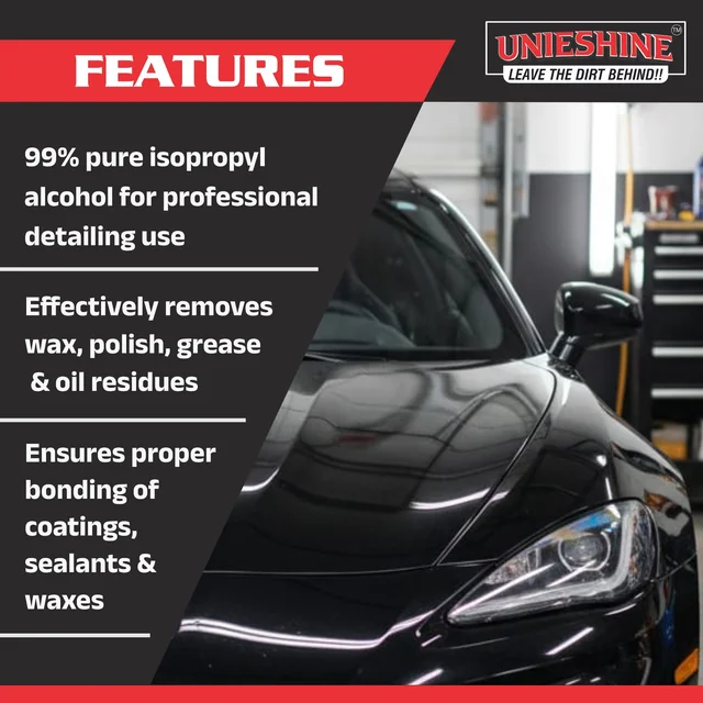 UNIESHINE 500ML IPA Isopropyl Alcohol for Car Bike Detailing Surface Prep Spray Removes Oil Dirt Grime Wax Residue for Polishing Cleaning