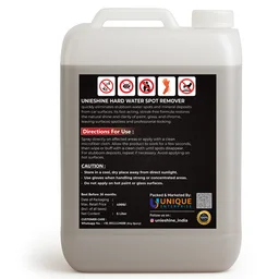 UNIESHINE Hard Water Spot Remover 5L | Limescale & Mineral Stain Remover | Descaler for Car Glass, Chrome, Tiles & Mirrors | Bathroom & Kitchen Tap Cleaner | Restores Shine & Clarity