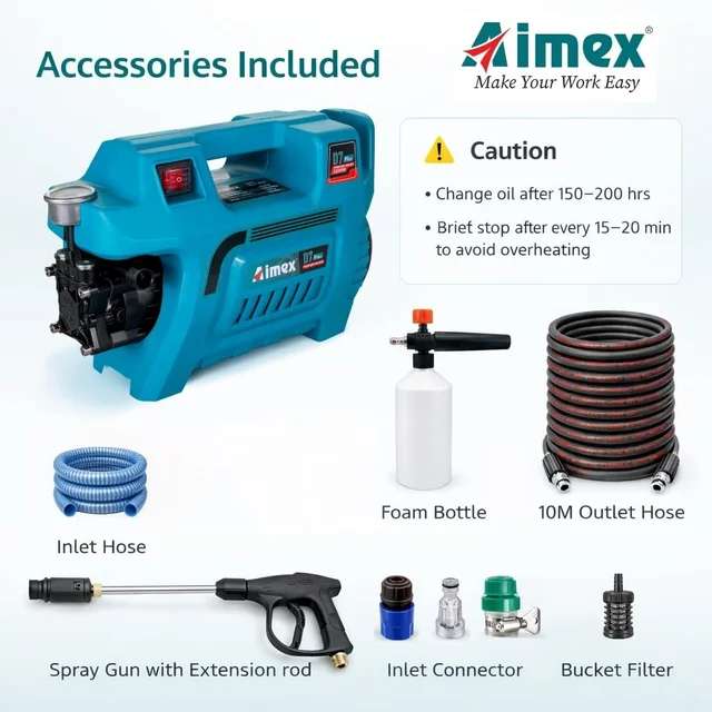 AIMEX Aimex D7 Plus Electric High Pressure Car Washer 2200W | 150 Bar Pressure Washer with Copper Winding | Portable Car & Home Cleaning Machine with 10M Hose