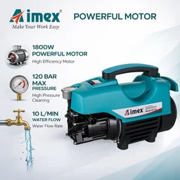 AIMEX Aimex D3 1800W High Pressure Washer 120 Bar, 10L/Min Flow, 8m Hose Pipe, Portable Car Washer Machine, Power Washer for Car, Bike & Home Cleaning