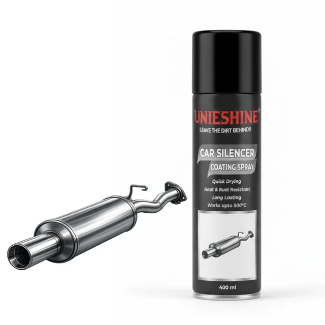 UNIESHINE Car Silencer Coating Spray 400ML – Exhaust & Underbody Anti-Rust Coating for 4 Wheelers | Silver Heat-Resistant Corrosion Protection, Diesel Wash Resistant