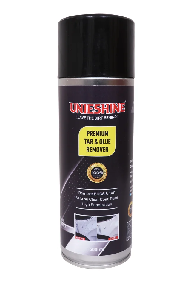 UNIESHINE Tar, Glue & Bug Remover Spray 500ML – Adhesive Remover for Cars, Glass & Painted Surfaces | Fast-Acting Tar, Sticker Residue, Bug Splatter & Grime Cleaner