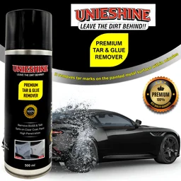 UNIESHINE Tar, Glue & Bug Remover Spray 500ML – Adhesive Remover for Cars, Glass & Painted Surfaces | Fast-Acting Tar, Sticker Residue, Bug Splatter & Grime Cleaner