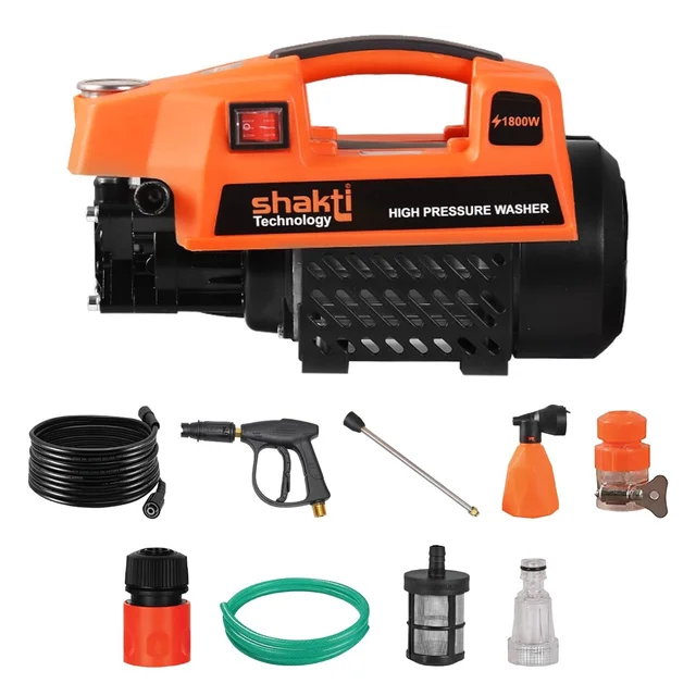 Shakti Technology S3 High Pressure Car Washer Machine 1800W, 120 Bar | Portable Pressure Washer for Car, Bike, Motorcycle & Home Cleaning