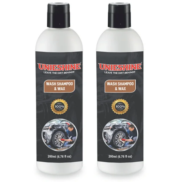 UNIESHINE 200ML Wash & Wax Shampoo (Pack of 2) for Car & Bike – High Foam Cleaning with Gloss Protection